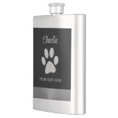 Silver Dog Paw op zwarte achtergrond Flacon (Links)