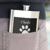 Silver Dog Paw op zwarte achtergrond Flacon (Voorbeeld)