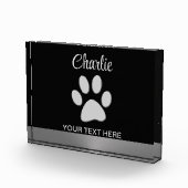 Silver Dog Paw op zwarte achtergrond Fotoblokken (Rechts)
