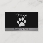 Silver Dog Paw op zwarte achtergrond Klantenkaartje (Voorkant)