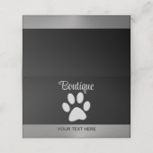Silver Dog Paw op zwarte achtergrond Klantenkaartje (Buitenkant ongevouwen)