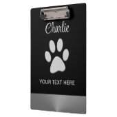 Silver Dog Paw op zwarte achtergrond Klembord (Links)