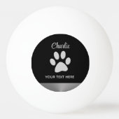 Silver Dog Paw op zwarte achtergrond Pingpongbal (Achterkant)