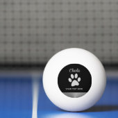 Silver Dog Paw op zwarte achtergrond Pingpongbal (Net)