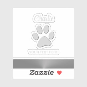 Silver Dog Paw op zwarte achtergrond Sticker
