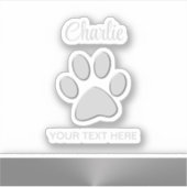 Silver Dog Paw op zwarte achtergrond Sticker (Voorkant)
