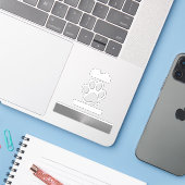 Silver Dog Paw op zwarte achtergrond Sticker (Laptop met iPhone)