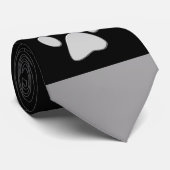Silver Dog Paw op zwarte achtergrond Stropdas (Opgerold)