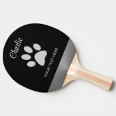 Silver Dog Paw op zwarte achtergrond Tafeltennisbatje (Zijkant)