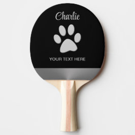 Silver Dog Paw op zwarte achtergrond Tafeltennisbatje