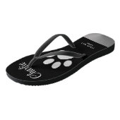 Silver Dog Paw op zwarte achtergrond Teenslippers (Schuin)
