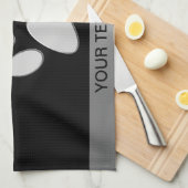 Silver Dog Paw op zwarte achtergrond Theedoek (Quarter Fold)