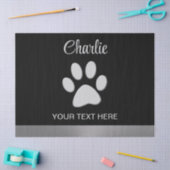 Silver Dog Paw op zwarte achtergrond Tissuepapier (Craft)