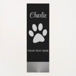 Silver Dog Paw op zwarte achtergrond Yogamat