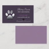 Silver Dog Paw Pet Grooming Service Visitekaartje (Voorkant / Achterkant)