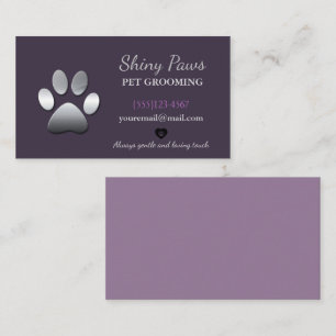 Silver Dog Paw Pet Grooming Service Visitekaartje