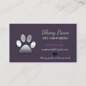 Silver Dog Paw Pet Grooming Service Visitekaartje (Voorkant)