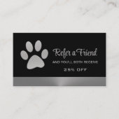 Silver Dog Paw-service voor zwart huisdier Aanbevelingskaartje (Voorkant)