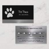 Silver Dog Paw-service voor zwart huisdier Afsprakenkaartje (Voorkant / Achterkant)