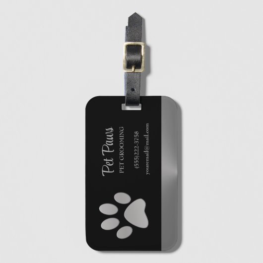 Silver Dog Paw-service voor zwart huisdier Bagagelabel (Voorkant (verticaal))