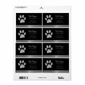 Silver Dog Paw-service voor zwart huisdier Etiket (Full Sheet)