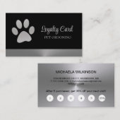 Silver Dog Paw-service voor zwart huisdier Klantenkaartje (Voorkant / Achterkant)