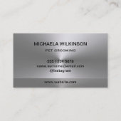 Silver Dog Paw-service voor zwart huisdier Visitekaartje (Achterkant)