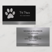 Silver Dog Paw-service voor zwart huisdier Visitekaartje (Voorkant / Achterkant)