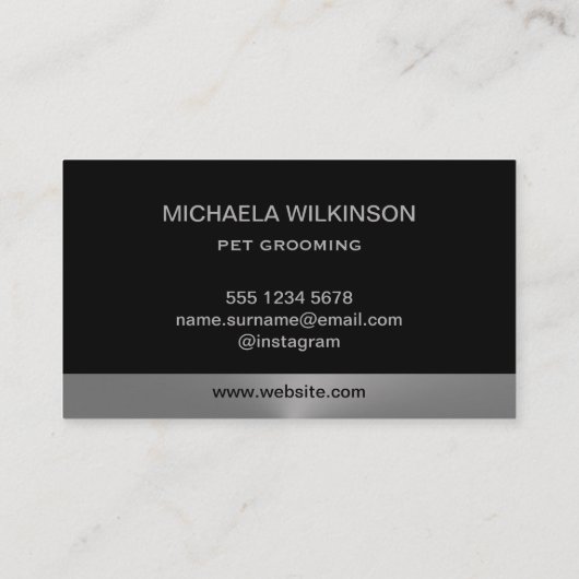 Silver Dog Paw-service voor zwart huisdier Visitekaartje (Achterkant)