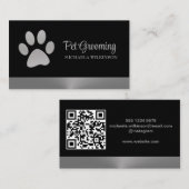Silver Dog Paw-service voor zwart huisdier Visitekaartje (Voorkant / Achterkant)