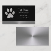 Silver Dog Paw-service voor zwart huisdier Visitekaartje (Voorkant / Achterkant)