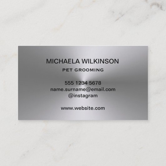 Silver Dog Paw-service voor zwart huisdier Visitekaartje (Achterkant)