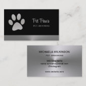 Silver Dog Paw-service voor zwart huisdier Visitekaartje (Voorkant / Achterkant)