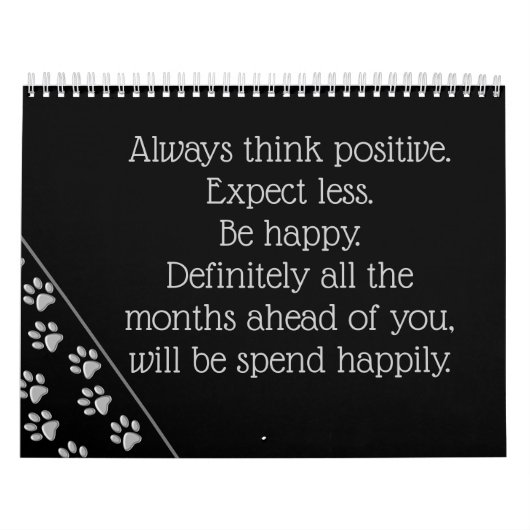 Silver Dog Paws Black Background Print Pattern Cal Kalender (Hoes)