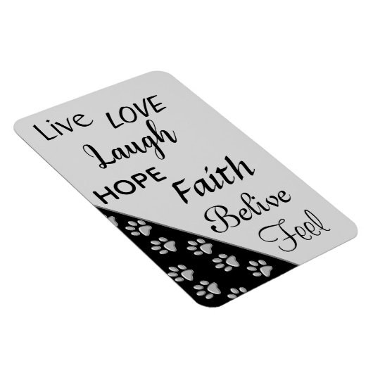 Silver Dog Paws Black Background Print Pattern Mag Magneet (Rechterzijde)