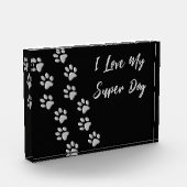 Silver Dog Paws Black Background Print Pattern Pho Fotoblokken (Links)