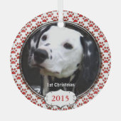 Silver Dog Paws Mijn Eerste Kerstmis Foto Ornament (Voorkant)