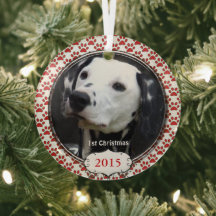 Silver Dog Paws Mijn Eerste Kerstmis Foto Ornament
