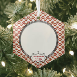 Silver Dog Paws Mijn Eerste Kerstmis Foto Ornament