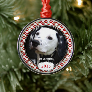 Silver Dog Paws Mijn Eerste Kerstmis Foto Ornament
