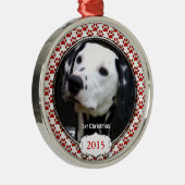Silver Dog Paws Mijn Eerste Kerstmis Foto Ornament (Rechts)
