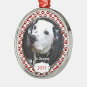 Silver Dog Paws Mijn Eerste Kerstmis Foto Ornament (Links)