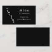 Silver Dog Paws op Black Pet Grooming Service Visitekaartje (Voorkant / Achterkant)