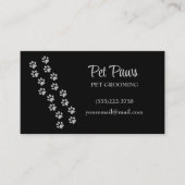 Silver Dog Paws Pattern Pet Grooming Service Visitekaartje (Voorkant)
