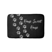 Silver Dog Paws zwarte achtergrond Afdrukpatroon Badmat (Voorkant)