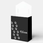 Silver Dog Paws zwarte achtergrond Afdrukpatroon Bedankdoosjes (Geopend)