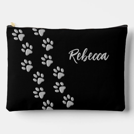 Silver Dog Paws zwarte achtergrond Afdrukpatroon Etui (Voorkant)
