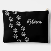 Silver Dog Paws zwarte achtergrond Afdrukpatroon Etui (Achterkant)