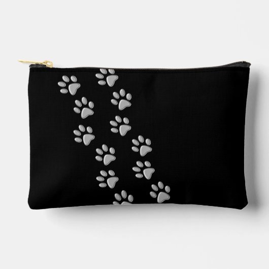 Silver Dog Paws zwarte achtergrond Afdrukpatroon Etui (Voorkant)