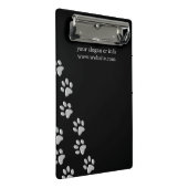 Silver Dog Paws zwarte achtergrond Afdrukpatroon Mini Klembord (Schuin)